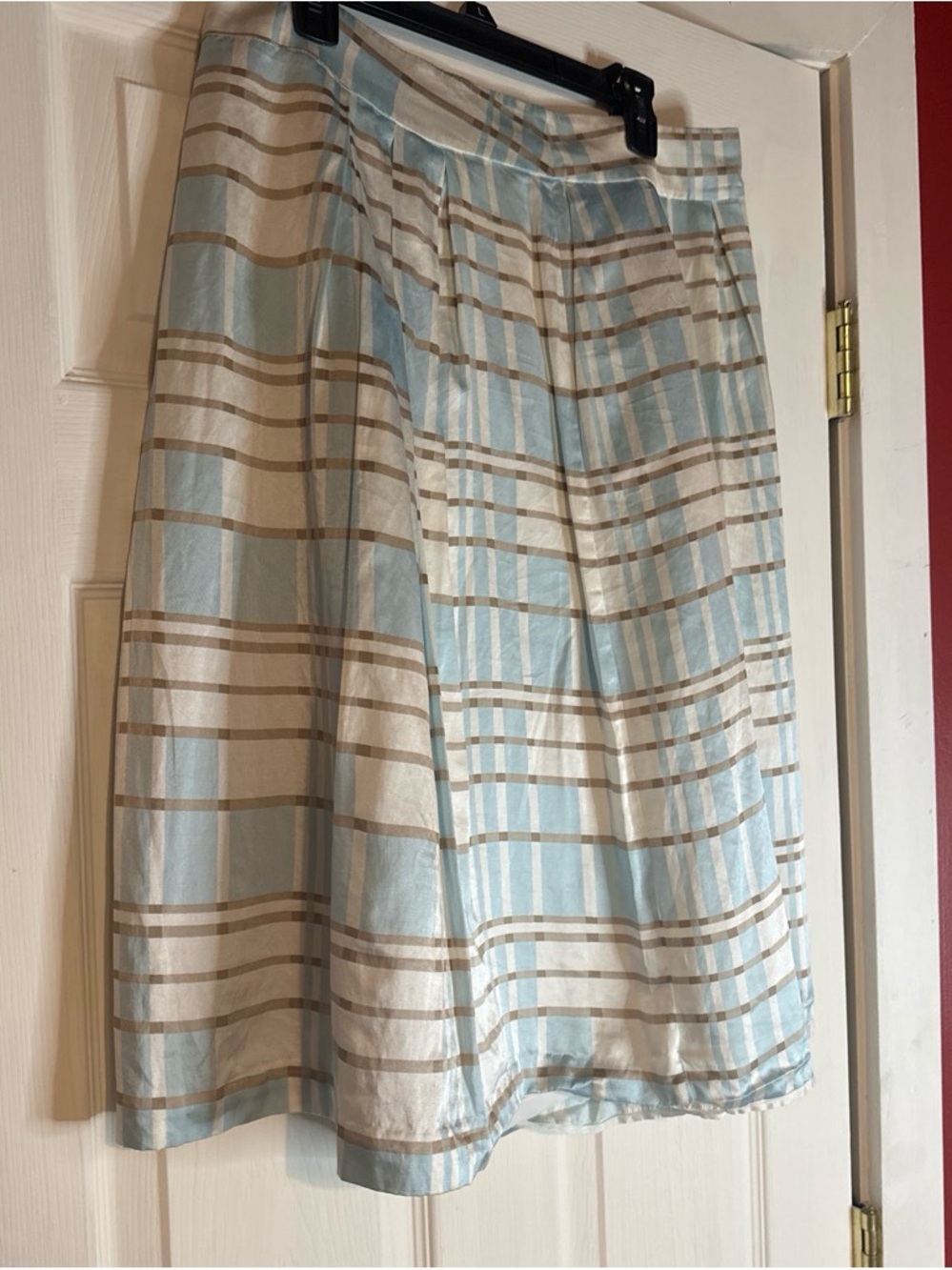 Pendleton Blue, Cream and Tan Plaid A-Line Skirt